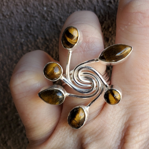 New Twisted Tiger Eye 925 Silver Ring. - Picture 13 of 16
